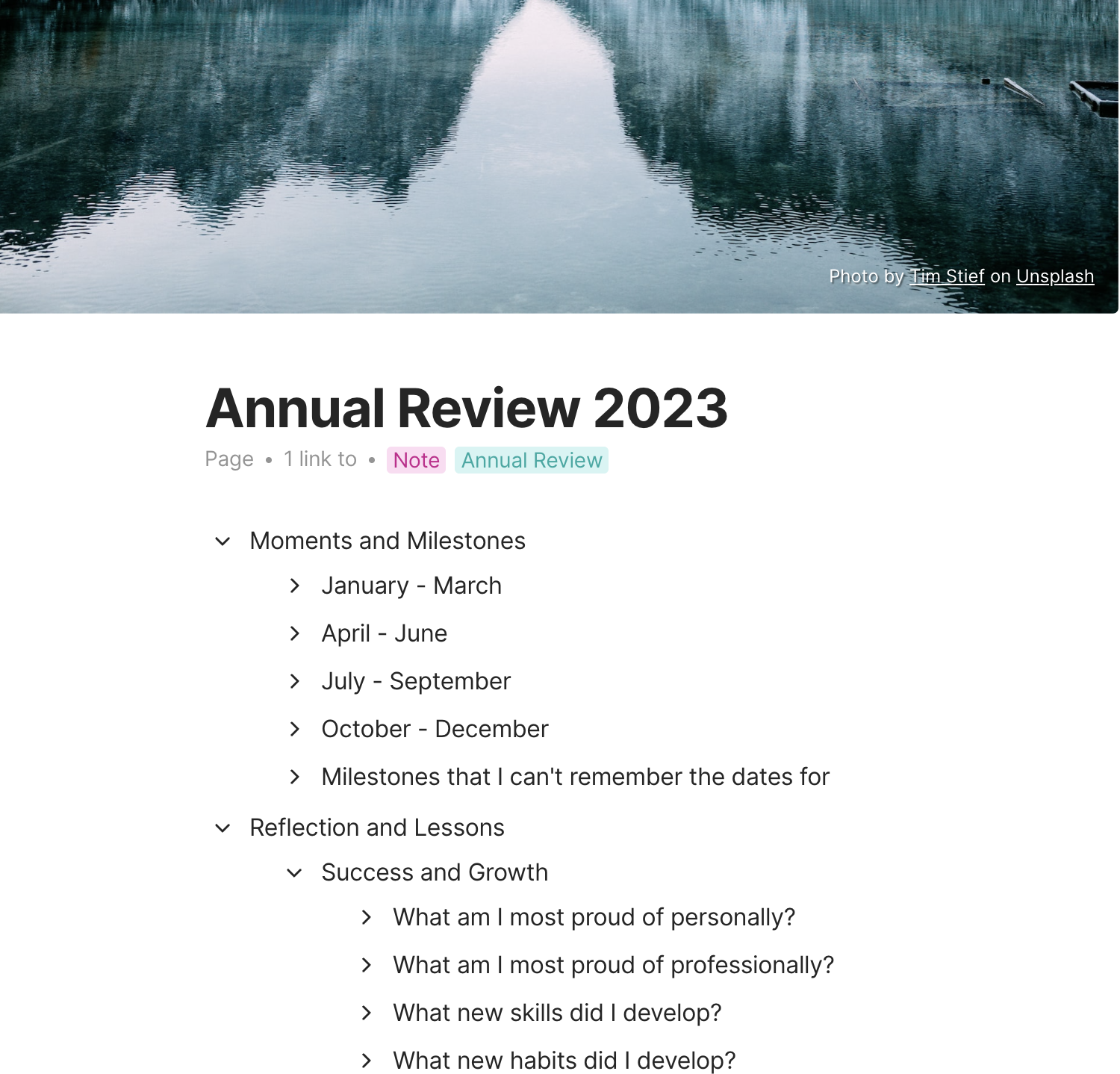 My Annual Review Template in Anytype
